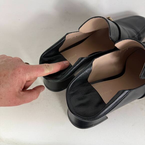 Stuart Weitzman Irises Embellished Loafers Womens 9.5 Black Slip-On Square Toe - Picture 10 of 11